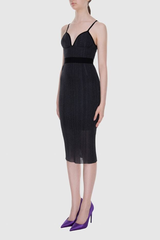 Herve Leger платье на бретельках черное с эластичным поясом женское 170156 - фото 3
