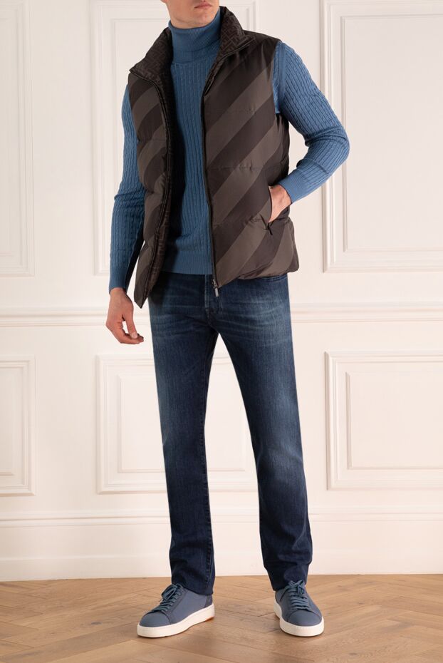 Fendi reversible brown vest with graphic logo and diagonal stripes 170200 - photo 3