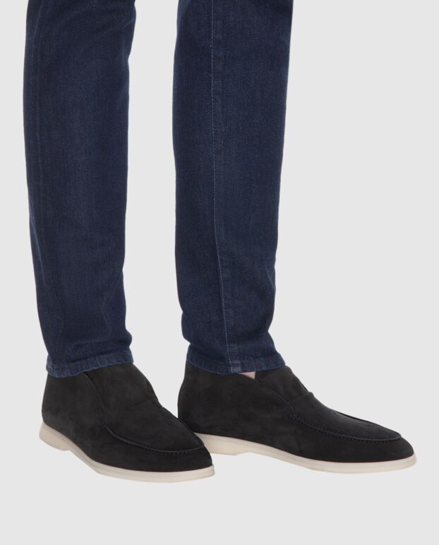 Loro Piana men's loafers made of genuine black nubuck with a light sole 170216 - photo 3