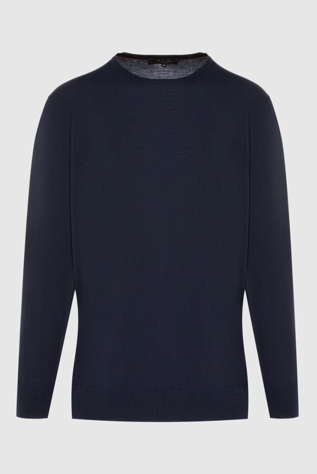 Loro Piana basic cut fine wool jumper in blue 170223 - photo 1