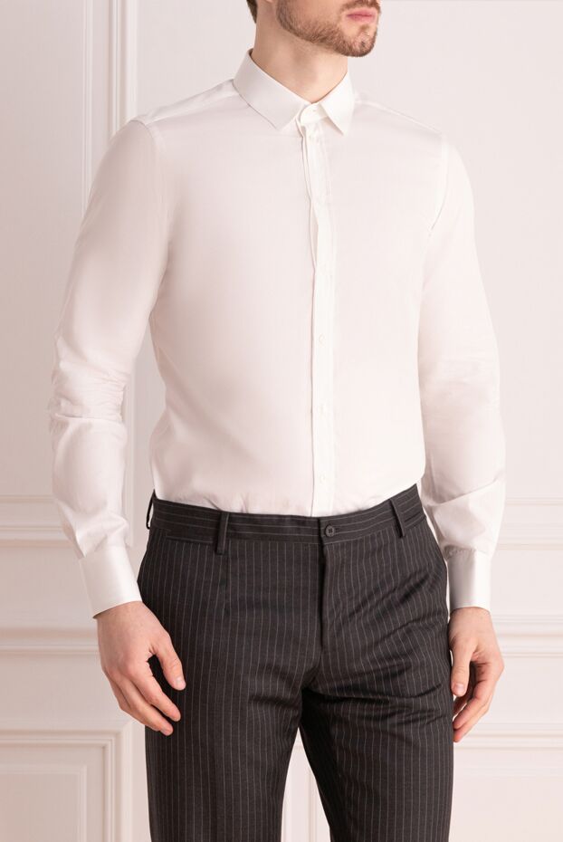 Alessandro Gherardi men's white shirt made of smooth cotton with a shortened collar 170236 - photo 3
