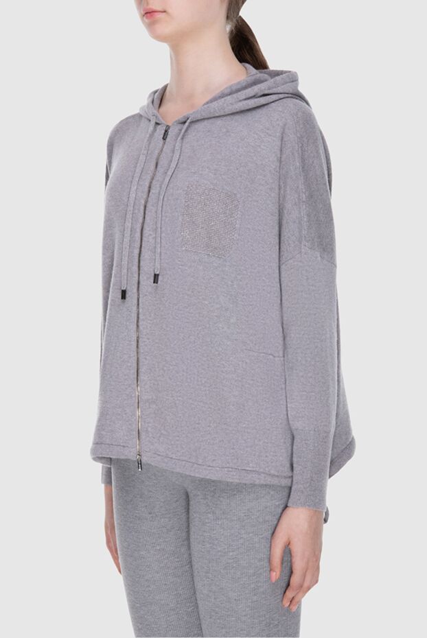 Peserico gray womens zip-up cardigan with a hood 170363 - photo 3