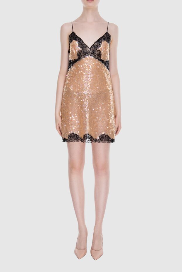 Sparkly champagne sequin dress with lace trim - photo 2