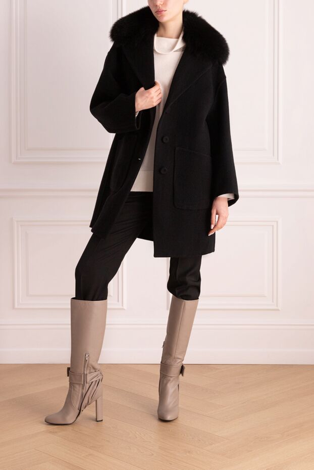 Ermanno Scervino woman women's black wool and cashmere coat buy with prices and photos 170404 - photo 2