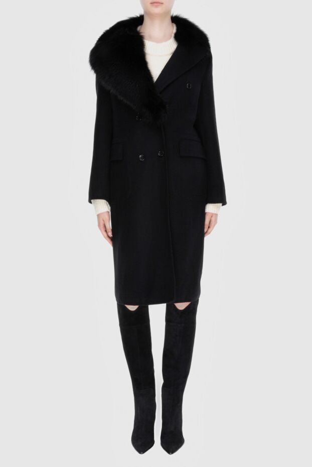 Ermanno Scervino женские пальто из шерсти и кашемира черное женское купить с ценами и фото 170405 - фото 2