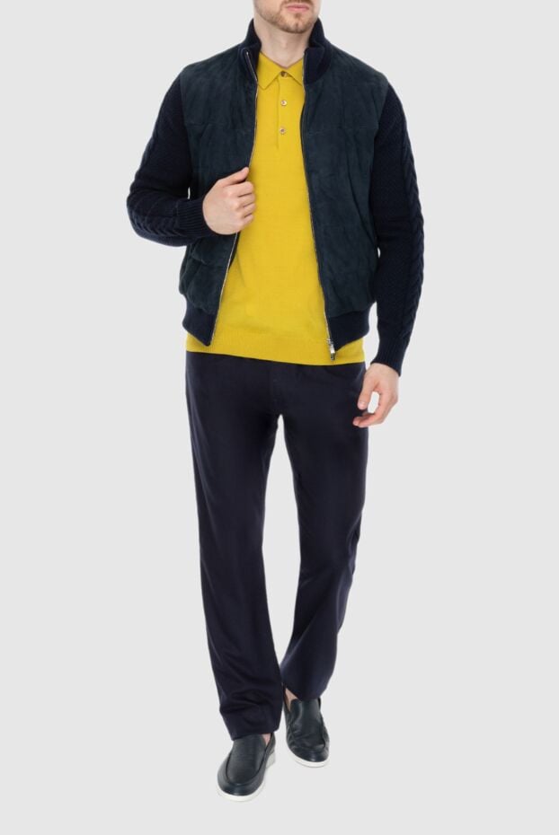 Tombolini blue wool and suede jacket for men 170416 - photo 2