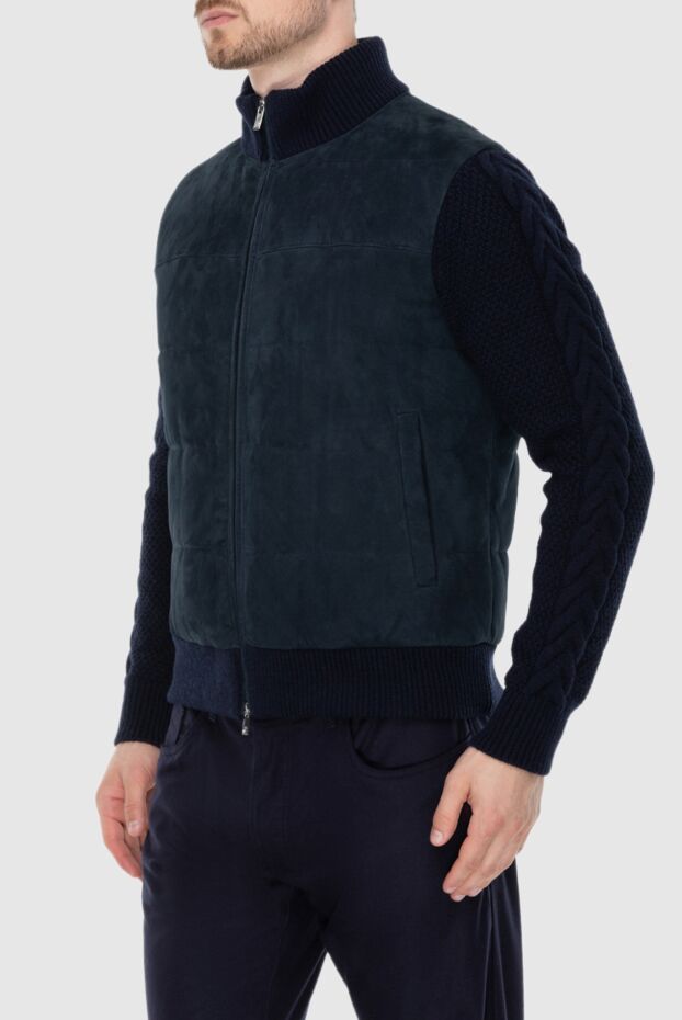 Tombolini blue wool and suede jacket for men 170416 - photo 3
