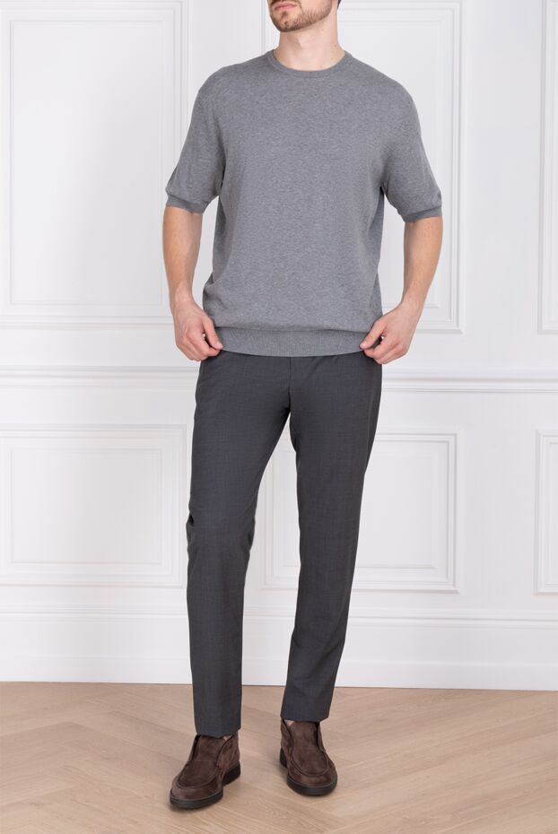 Tombolini men's trousers universal gray with drawstrings at the waist 170419 - photo 3