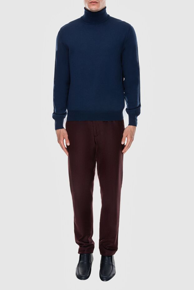 Tombolini men's trousers made of deep burgundy wool with drawstring 170422 - photo 3