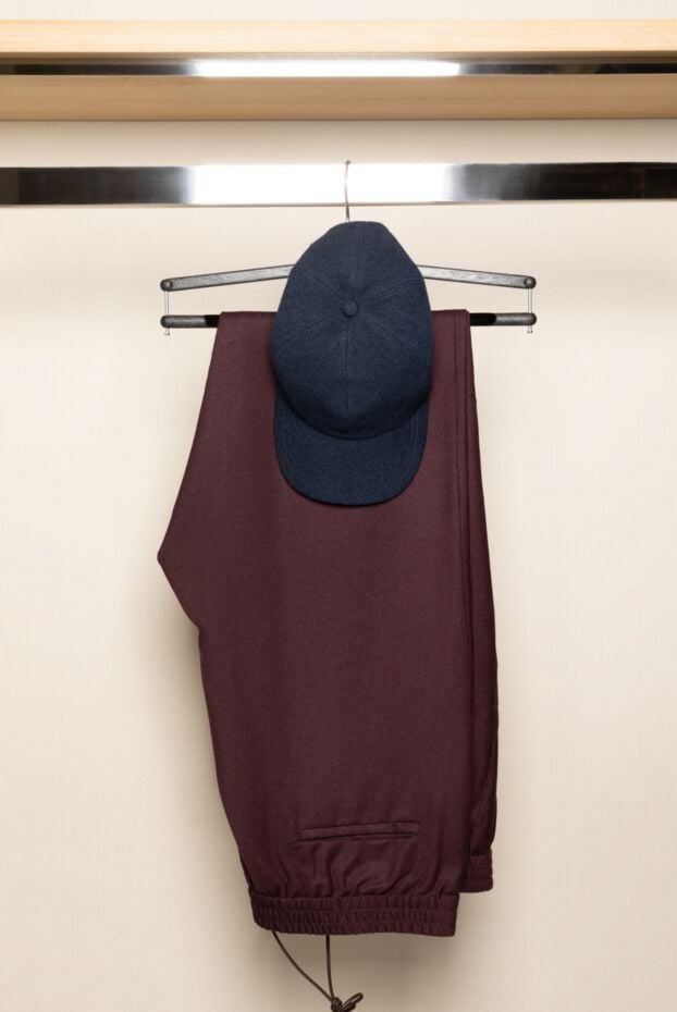 Tombolini men's trousers made of deep burgundy wool with drawstring 170422 - photo 2