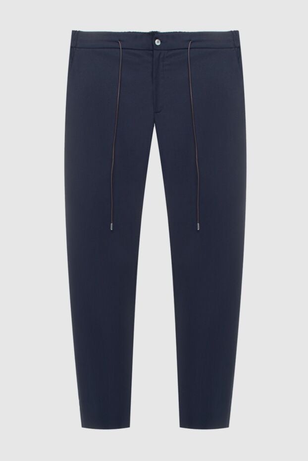 Tombolini men's dark blue wool trousers with drawstring 170423 - photo 1