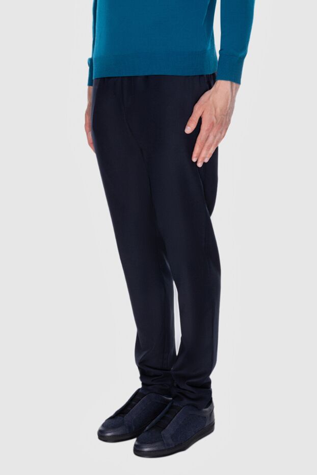 Tombolini men's dark blue wool trousers with drawstring 170423 - photo 3