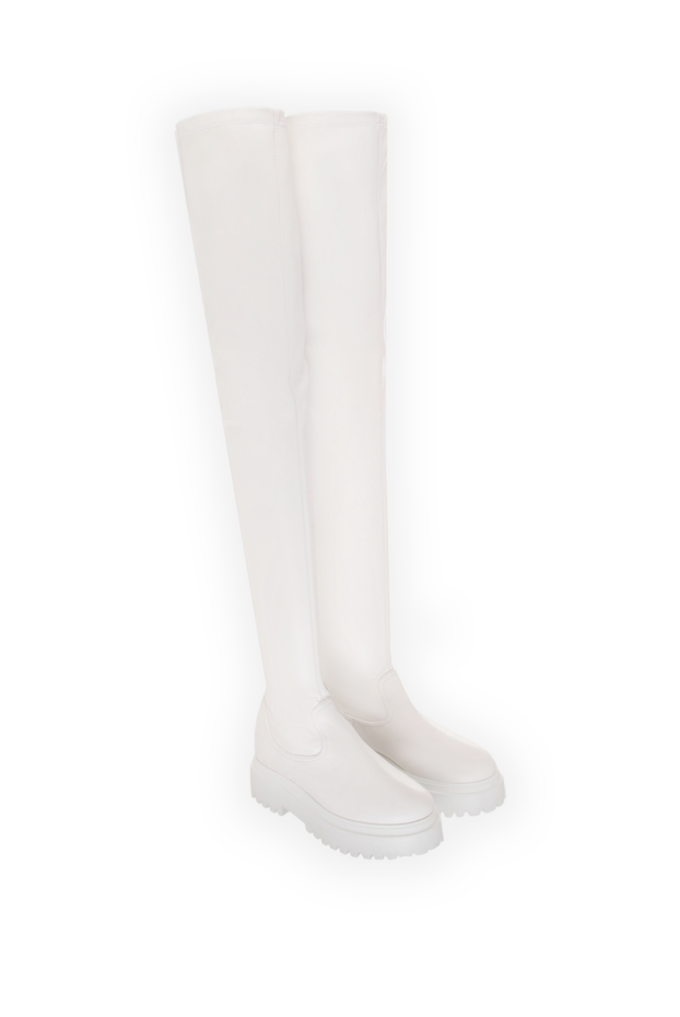 Le Silla thigh-high boots women's leather high with tractor sole white 170459 - photo 3