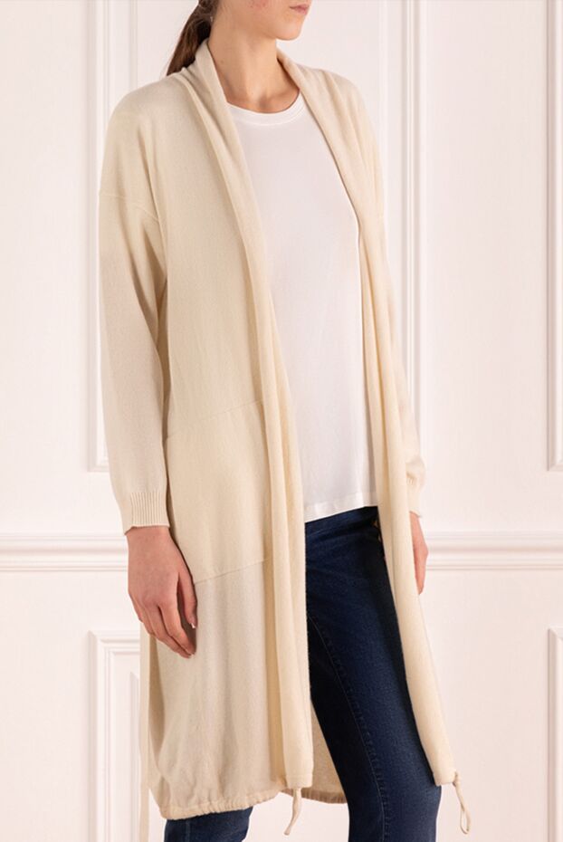 Fabiana Filippi long cardigan made of premium cashmere with drawstring in white 170476 - photo 3