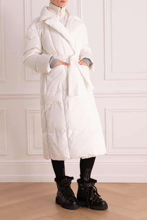Fabiana Filippi long ivory down coat with down and accent collar 170477 - photo 3