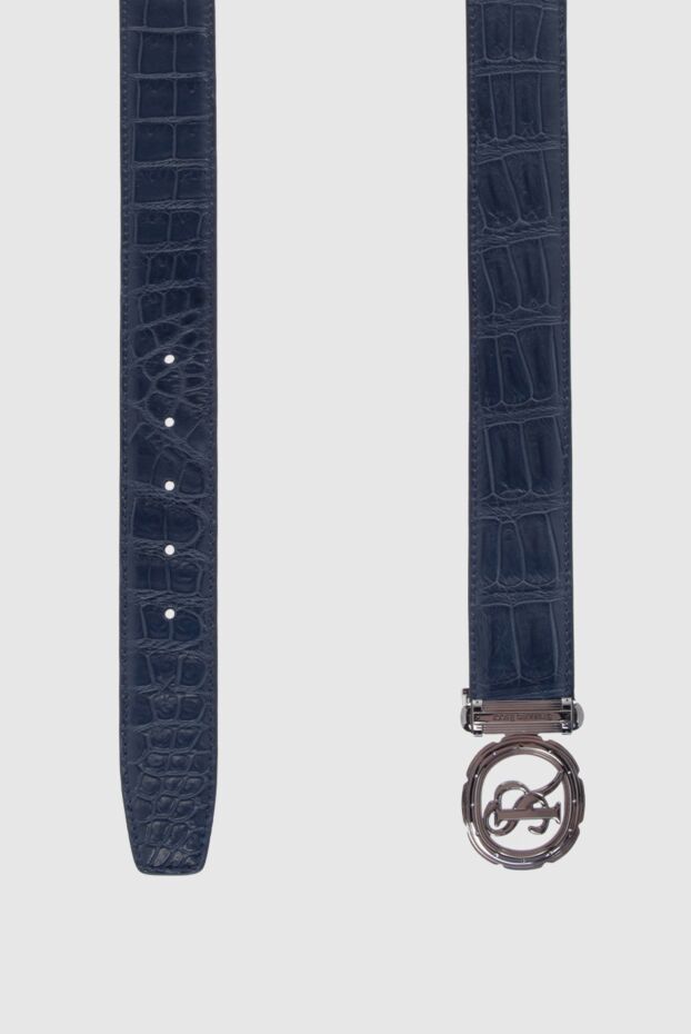 Stefano Ricci blue sr logo crocodile leather belt with metal buckle 170503 - photo 3
