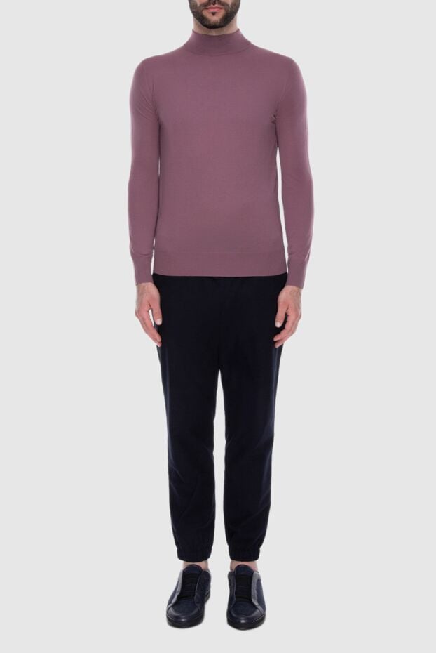 Loro Piana men's high-collar stand-up woolen sweater pink 170562 - photo 2