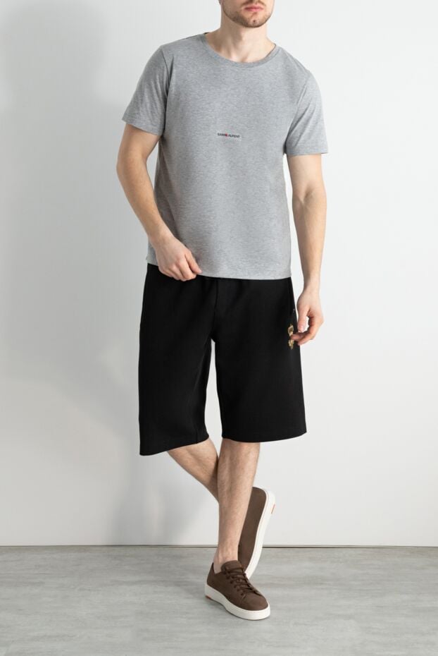 Saint Laurent grey melange cotton t-shirt with signature embroidery 170570 - photo 2