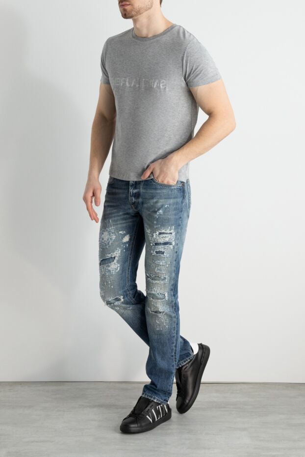 Saint Laurent grey t-shirt with inverted logo and melange texture 170571 - photo 2