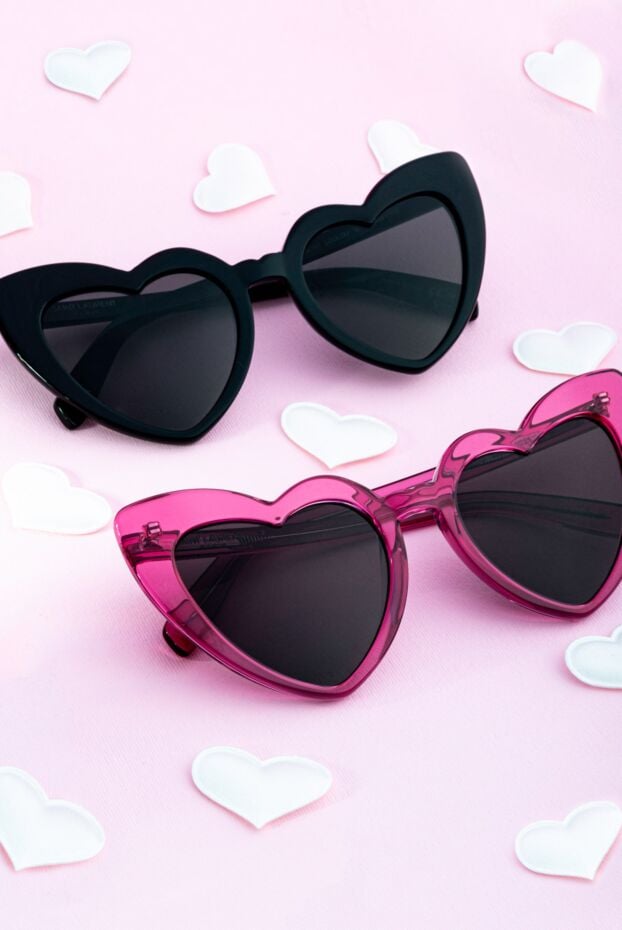 Saint Laurent women's pink glasses in the shape of a heart 170606 - photo 2