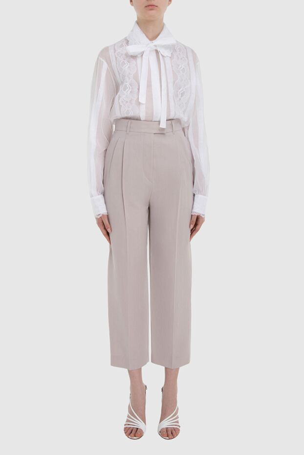 Loro Piana woman white wool and textile trousers for women buy with prices and photos 170633 - photo 2