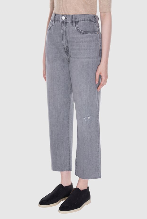 Frame cropped grey jeans with a loose fit and a vintage effect and a rip 170648 - photo 3