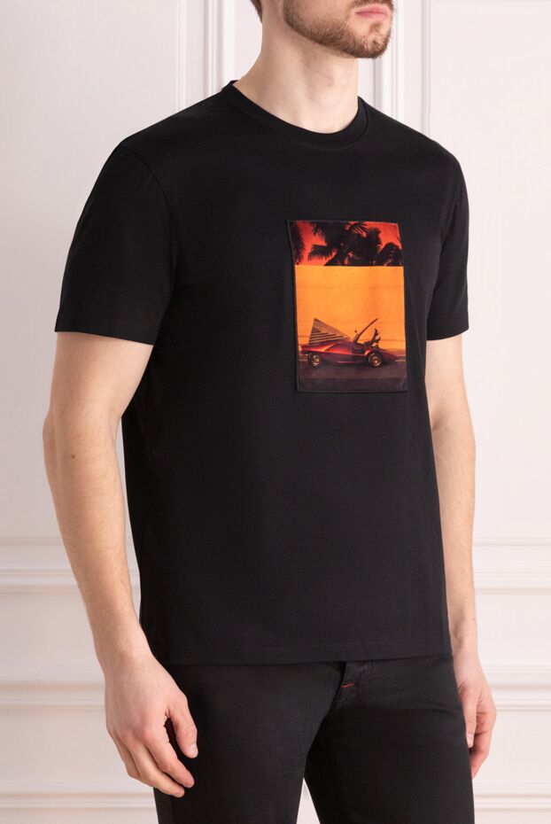 Limitato men's black t-shirt with a photo collage of a car against the backdrop of a sunset sky 170732 - photo 3