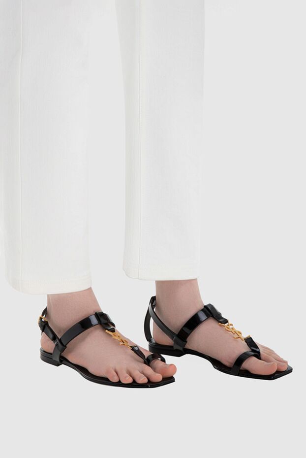 Saint Laurent женские сандалии из кожи черные женские купить с ценами и фото 170773 - фото 2