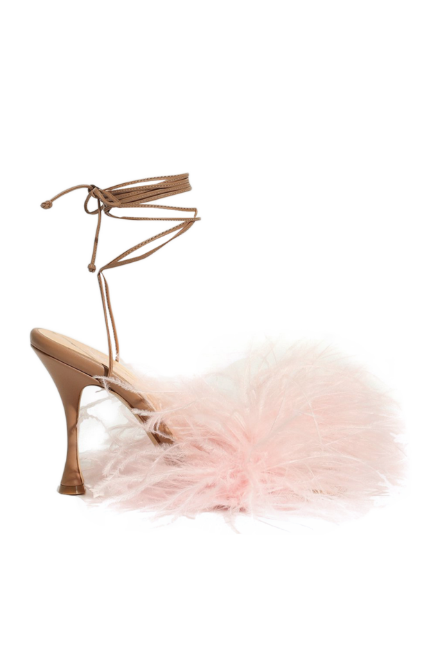 Magda Butrym women's leather sandals decorated with feathers, beige 170790 - photo 1