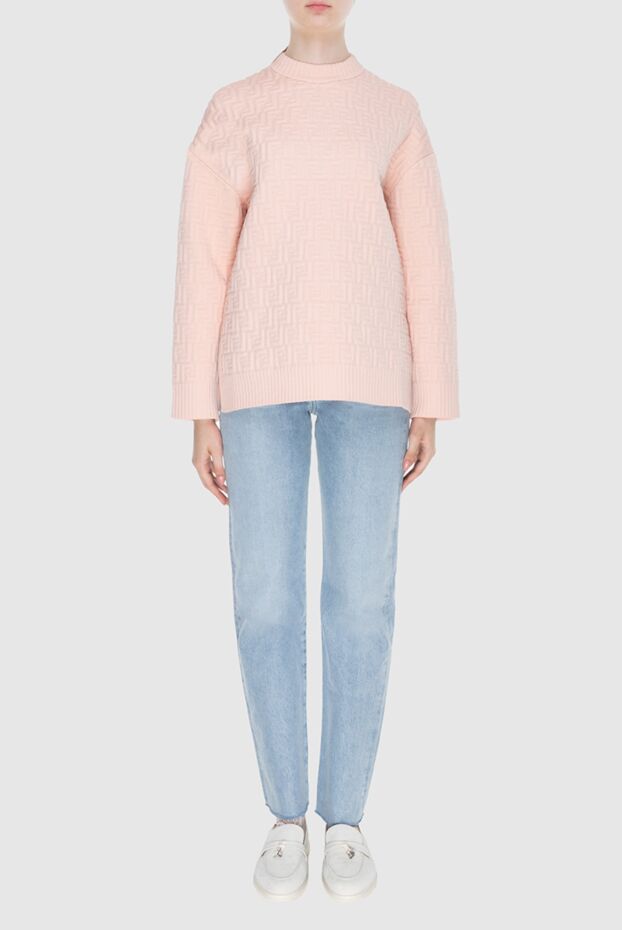 Fendi pink knitted jumper with raised ff logo and high collar 170822 - photo 2