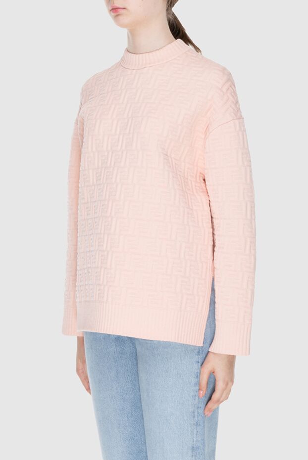 Fendi pink knitted jumper with raised ff logo and high collar 170822 - photo 3