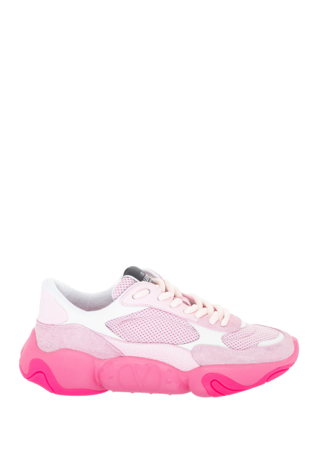 Valentino women's leather sneakers with bright pink sole pink 170852 - photo 1