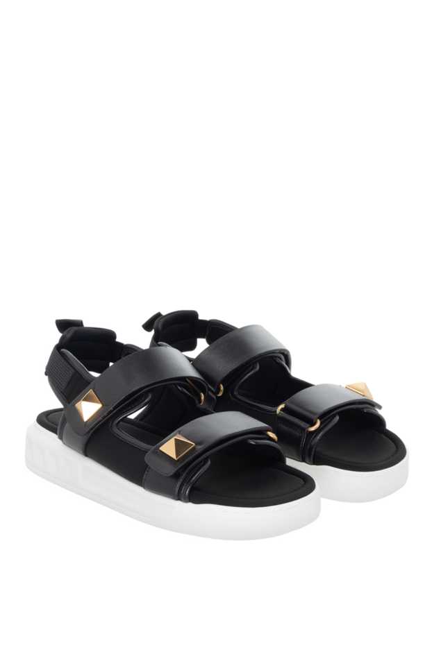 Valentino women's leather sandals with metal elements, black 170853 - photo 3