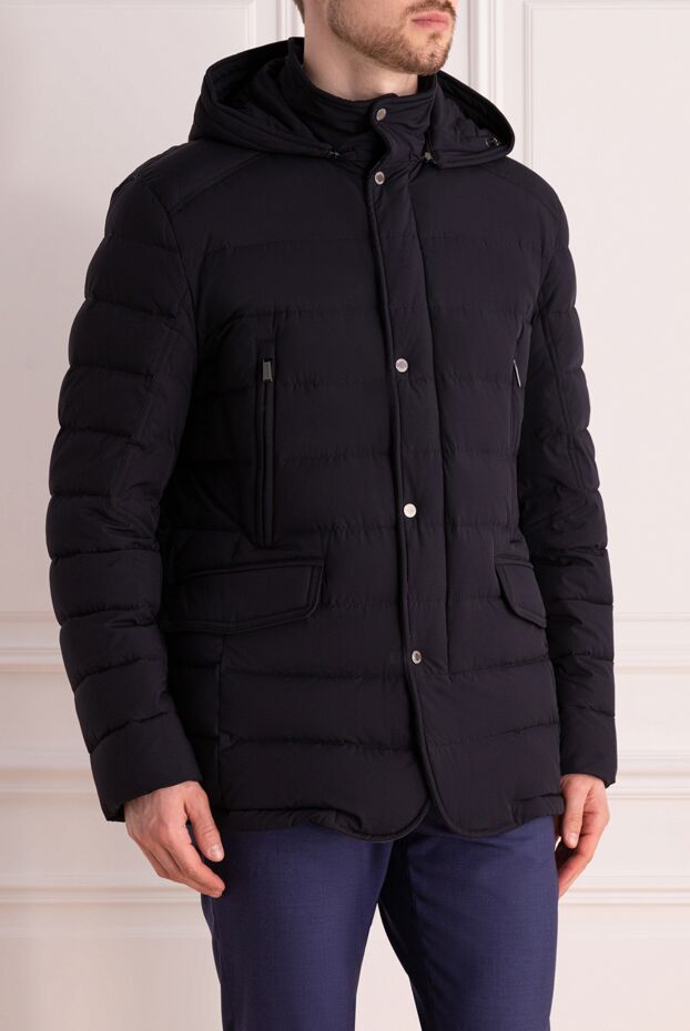 Moorer men's blue down jacket with snap buttons and a hood 170893 - photo 3