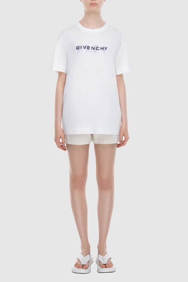 Givenchy футболка жіноча  бавовняна біла з чорним лого 171071 - фото 2