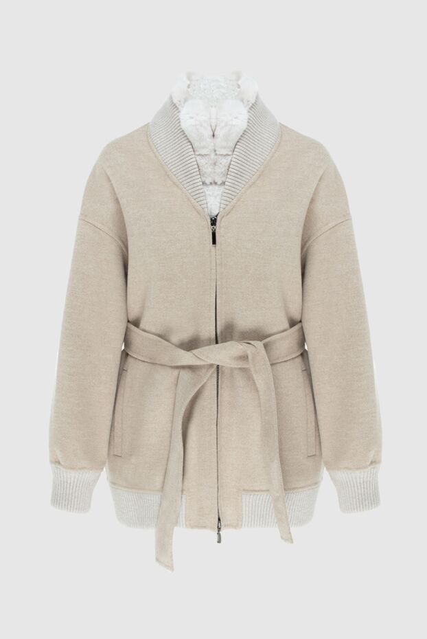 Fabio Gavazzi beige cashmere and chinchilla jacket for women 171090 - photo 1