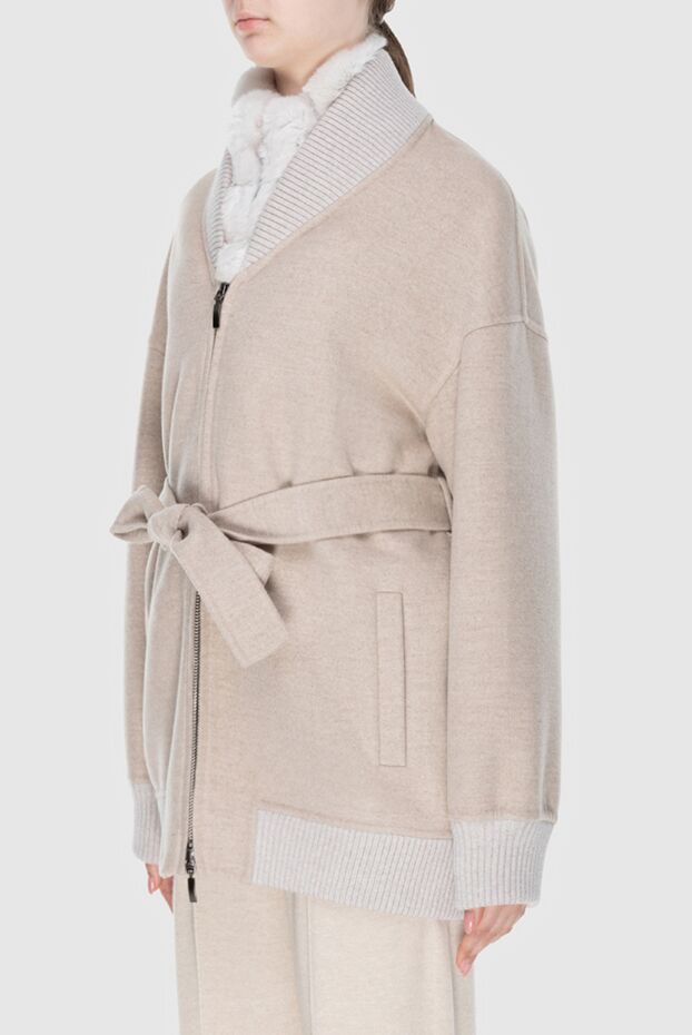 Fabio Gavazzi beige cashmere and chinchilla jacket for women 171090 - photo 3
