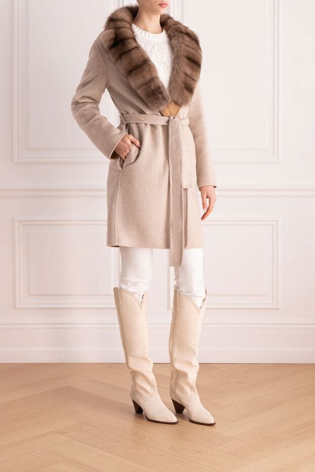 Fabio Gavazzi beige sable and cashmere coat for women 171094 - photo 3