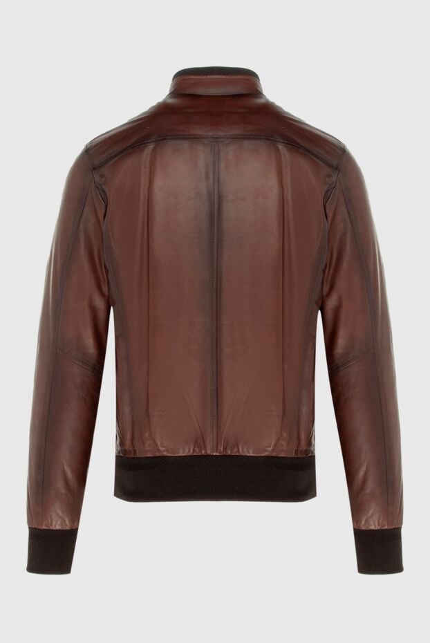 Barba Napoli grey men's leather jacket with voluminous quilting and elastic collar 171107 - photo 2