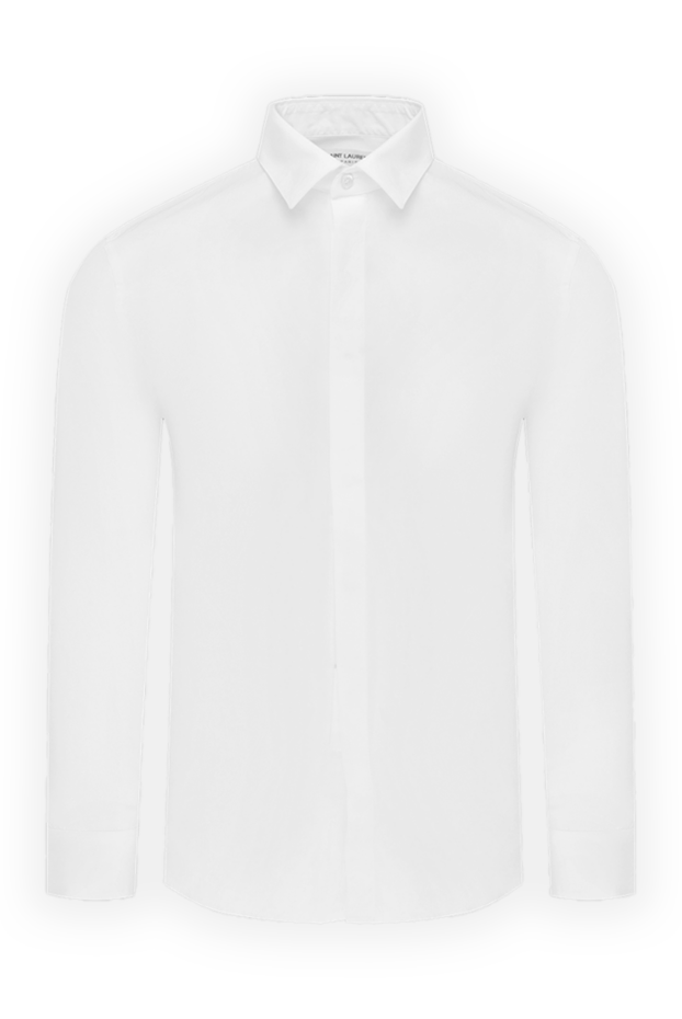 Saint Laurent men's white plain shirt with a neat collar 171132 - photo 1