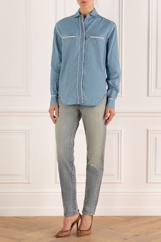 Saint Laurent blue women's loose jeans with a worn effect 171133 - photo 2