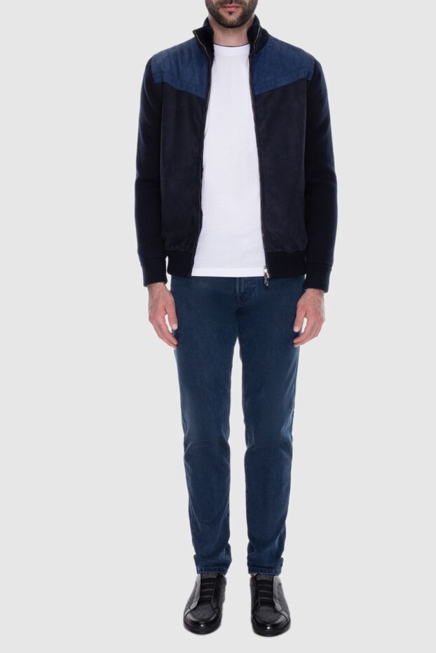 Zilli men's fur jacket made of genuine leather and cashmere blue 171170 - photo 2