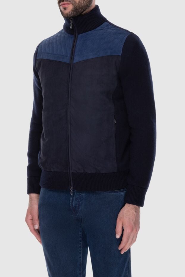 Zilli men's fur jacket made of genuine leather and cashmere blue 171170 - photo 3