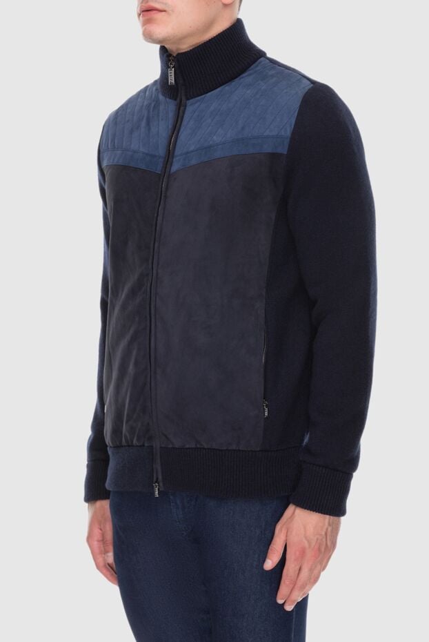 Zilli blue cashmere cardigan for men with a zipper 171172 - photo 3