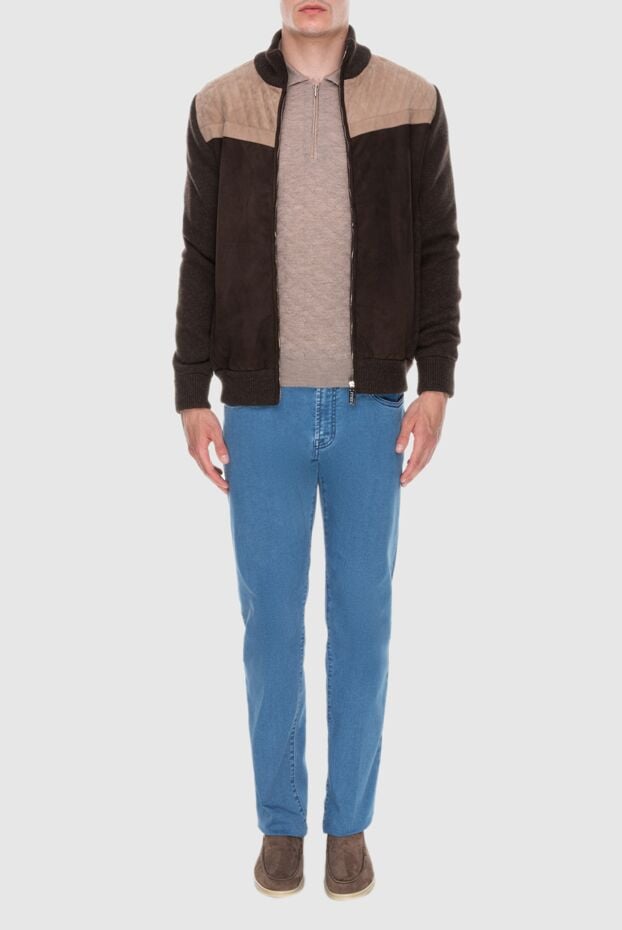 Zilli cashmere cardigan with a zipper for men brown with beige inserts 171173 - photo 3