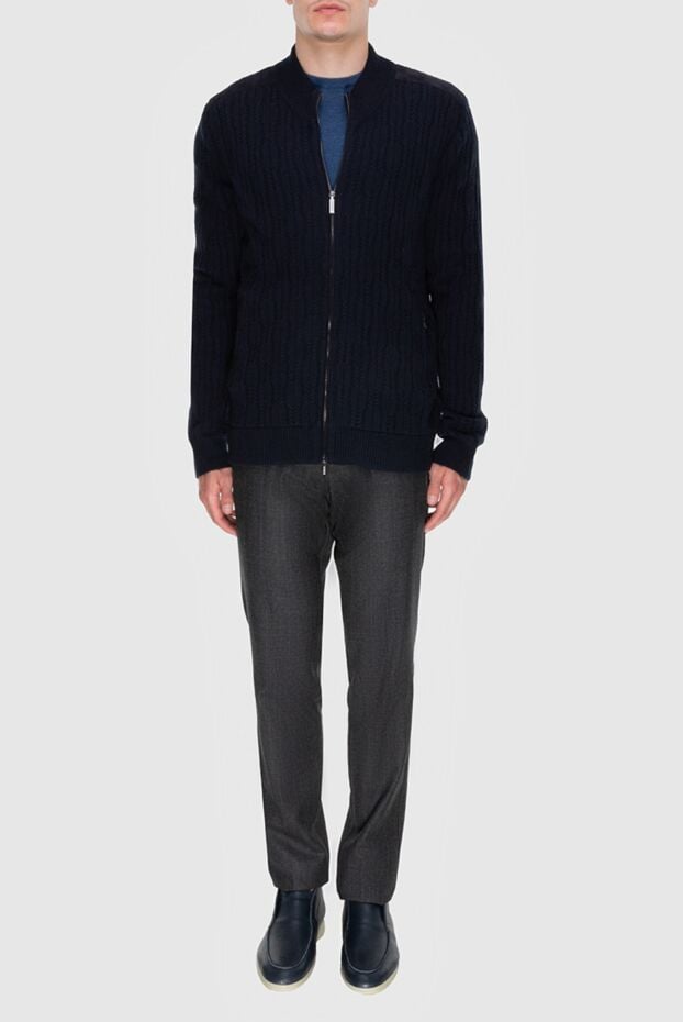 Zilli cashmere cardigan with a zipper blue for men 171175 - photo 2