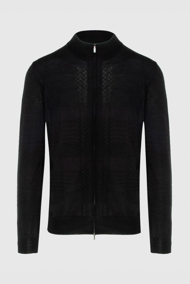 Zilli black men's cashmere and silk cardigan with metal logo 171178 - photo 1
