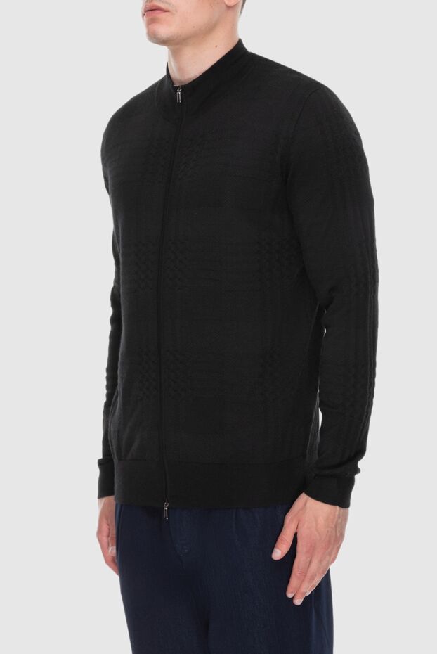 Zilli black men's cashmere and silk cardigan with metal logo 171178 - photo 3