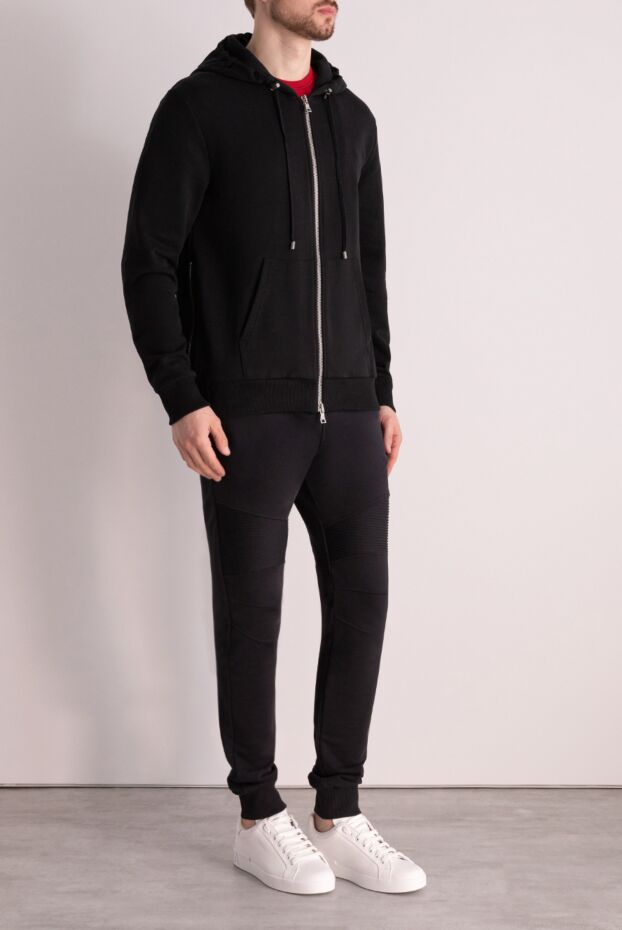 Balmain black cotton sport suit for men 171215 - photo 3