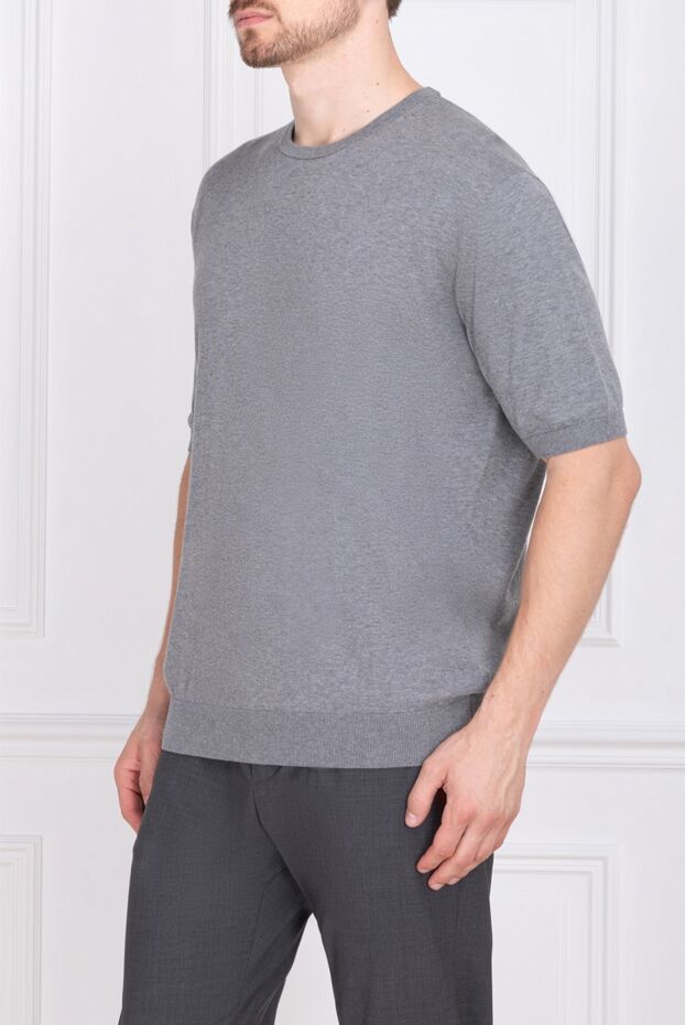 Cesare di Napoli men's gray cotton jumper with short sleeves 171254 - photo 3